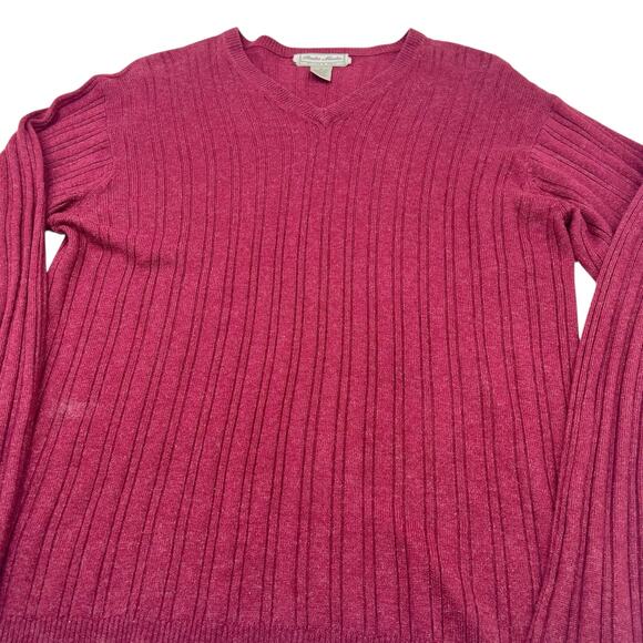 Poeta Moda Mens Vintage 90s Burgundy Cashmere Silk V-Neck Sweater Sz S - Picture 3 of 11